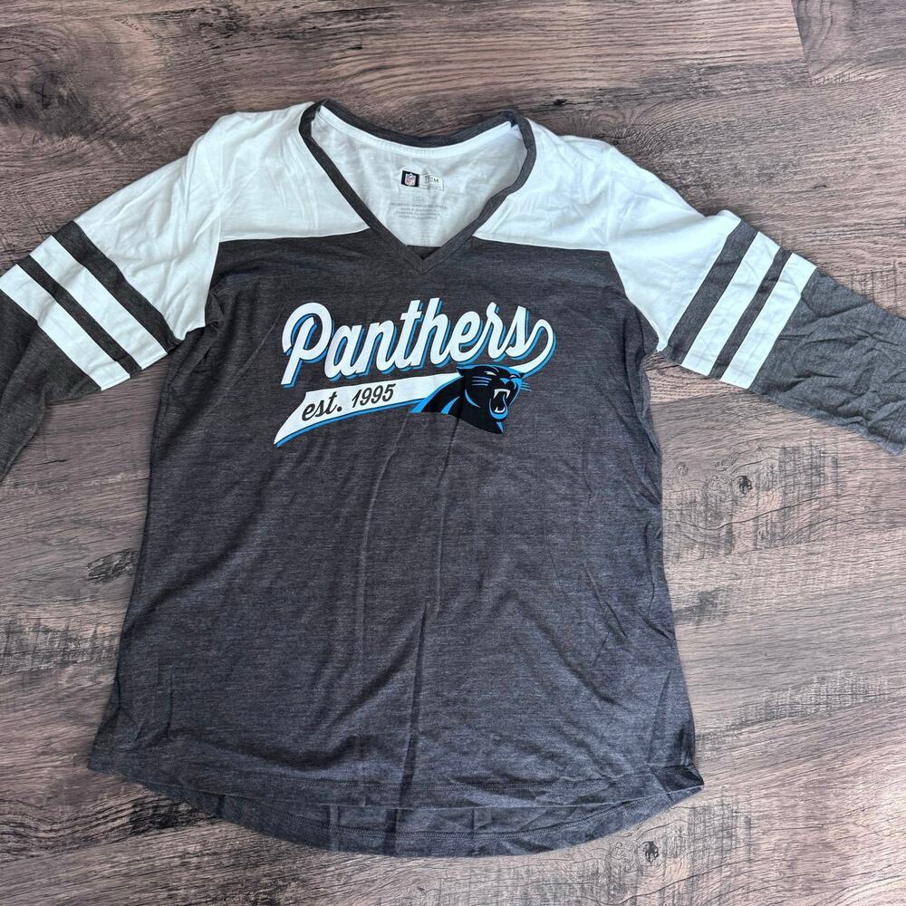 NWOT Carolina Panthers Women’s Large 3/4 Sleeve Shirt NFL Team Apparel Gray